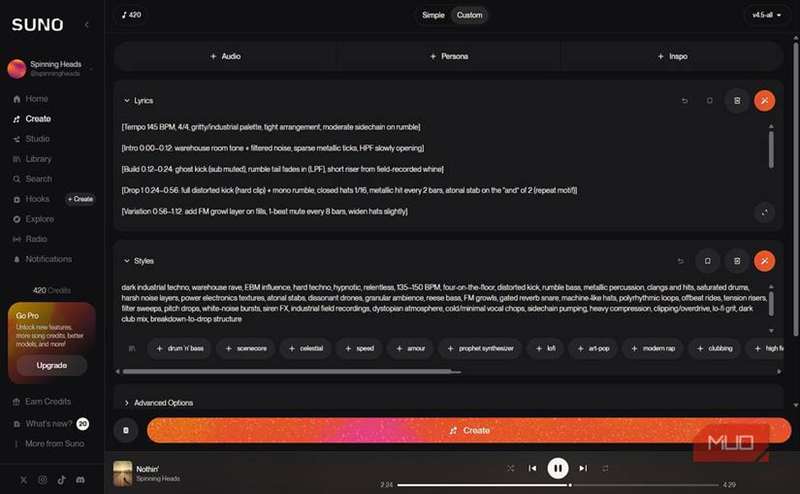 ساخت یک آهنگ تکنو با Suno