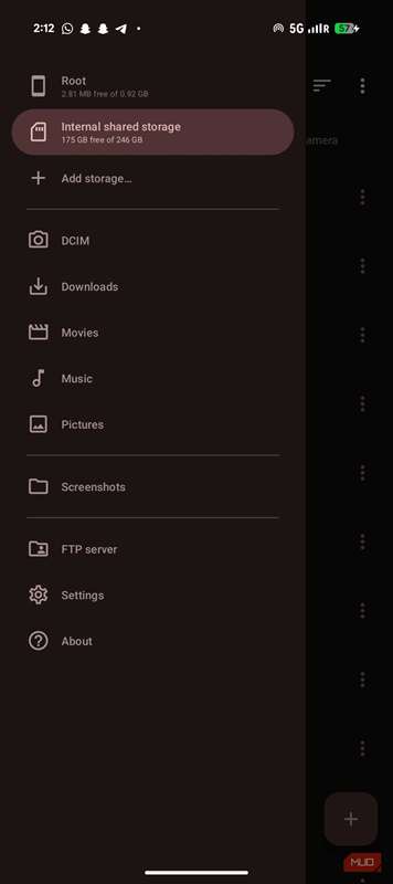 منوی اصلی فایل‌های متریال