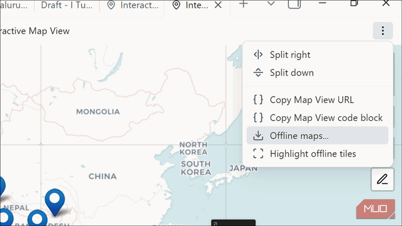 گزینه‌های بیشتر برای افزونه Map View در Obsidian