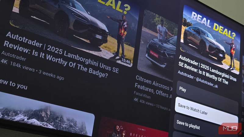 گزینههای بیشتر در برنامه یوتیوب بر روی تلویزیون