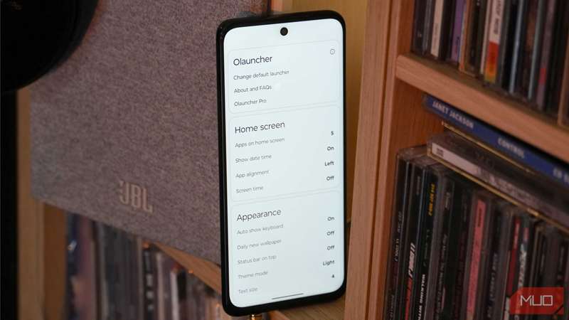تنظیمات سفارشی‌سازی Olauncher بر روی Moto G Stylus 2023.