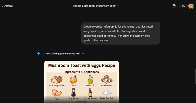 تولید دستور توسط Nano Banana Pro.