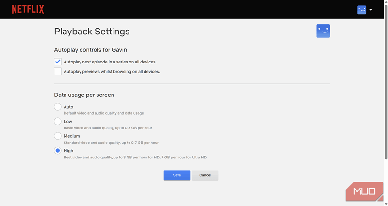 تنظیمات خاموش کردن خودپخش نتفلیکس