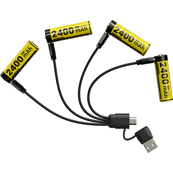 بسته ۴ عددی باتری AA قابل شارژ USB‑C Nitecore NH2400 ۲۴۰۰ mAh