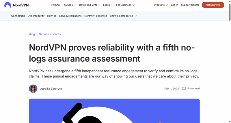 تأییدیه حسابرسی مستقل NordVPN ۲۰۲۵.
