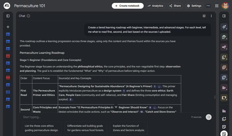 یک نقشهٔ راه یادگیری با NotebookLM.