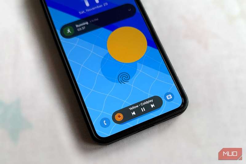 پخش‌کننده موسیقی Now bar بر روی تلفن سامسونگ