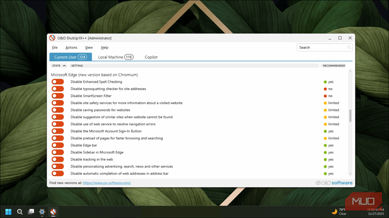 صفحه اصلی O&O ShutUp10++