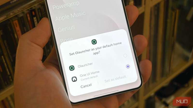تنظیم Olauncher به عنوان برنامه لانچر پیش‌فرض.