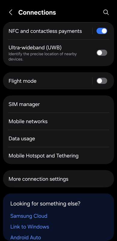 بخش Connections را باز کنید تا تنظیمات را آغاز کنید