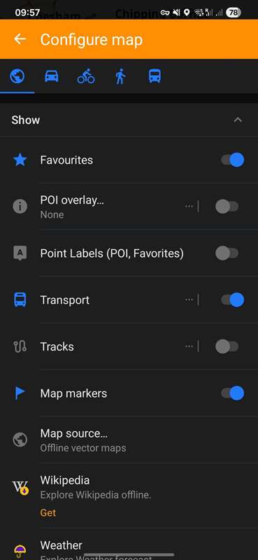 پیکربندی نقشهٔ OsmAnd
