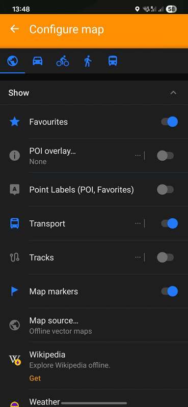 تنظیمات OsmAnd