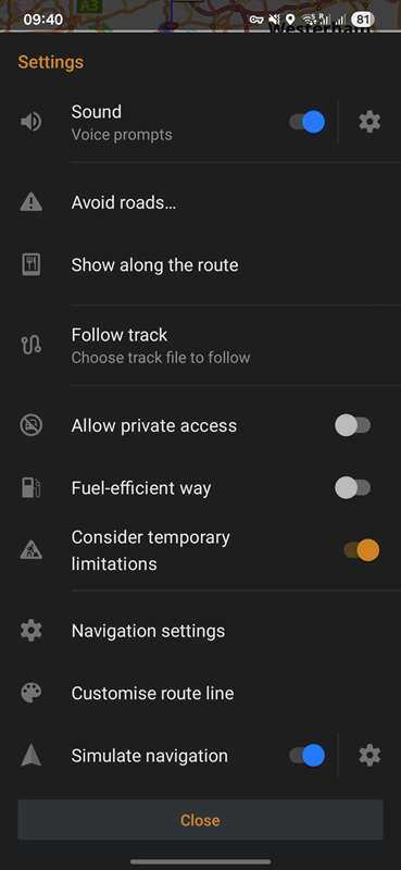 تنظیمات OsmAnd