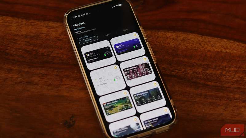 گزینه‌های سفارشی‌سازی ابزارک آب و هوای Overdrop.