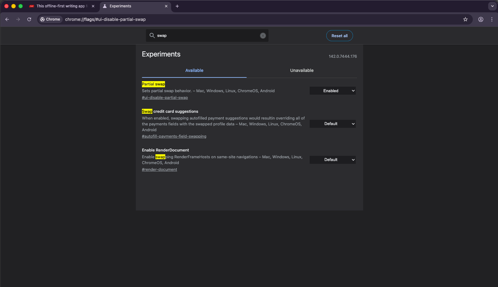 پرچم جایگزینی جزئی کروم