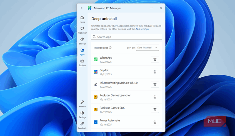 ویژگی حذف عمیق PC Manager