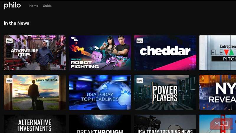 منوی «در خبرها» سرویس استریمینگ Philo