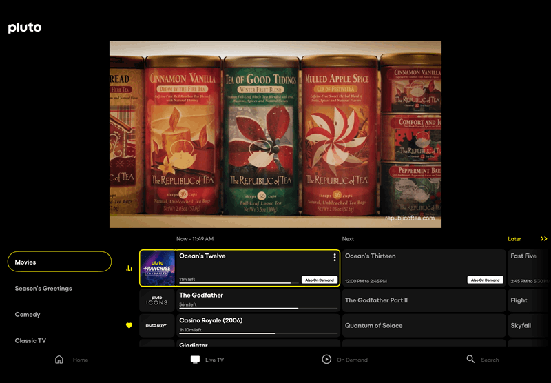 پلوتو تی وی توسط تبلیغات پشتیبانی می‌شود.