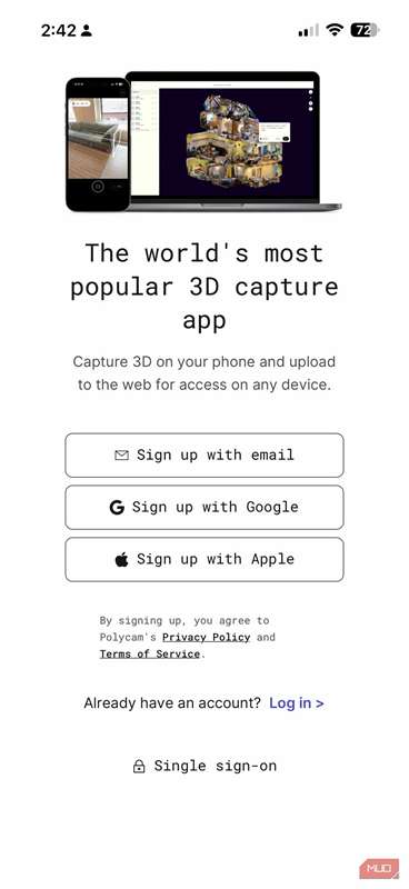 یک اسکرین‌شات از Polycam برای iPhone.