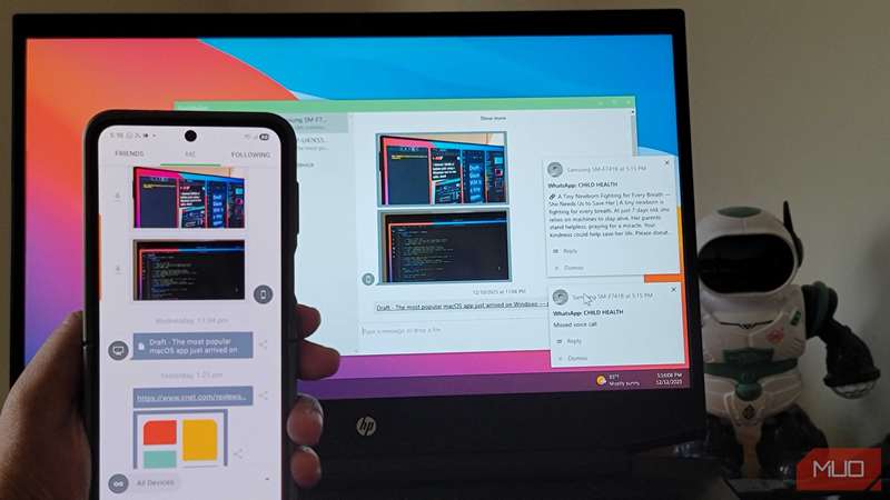 نمایش برنامه Pushbullet بر روی تلفن و رایانه