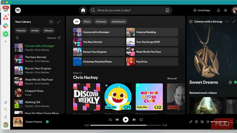 صفحه اصلی Spotify در Rambox