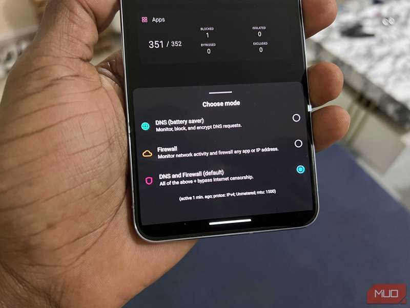 انتخاب حالت ReThink DNS