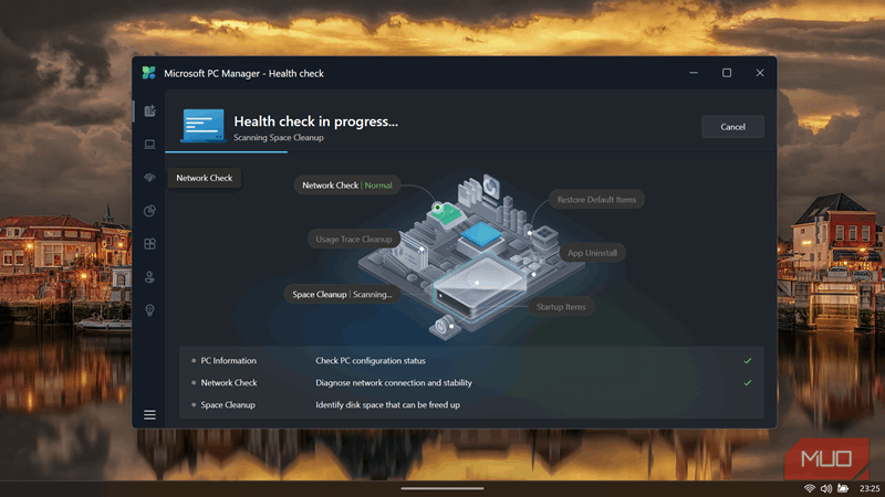 در حال اجرا شدن بررسی سلامت Microsoft PC Manager