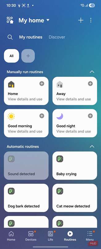 تنظیمات برنامهٔ SmartThings سامسونگ