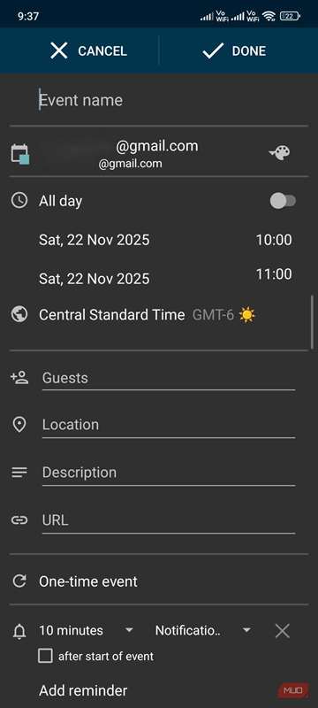 گزینه‌های برنامه‌ریزی رویداد در تقویم Etar