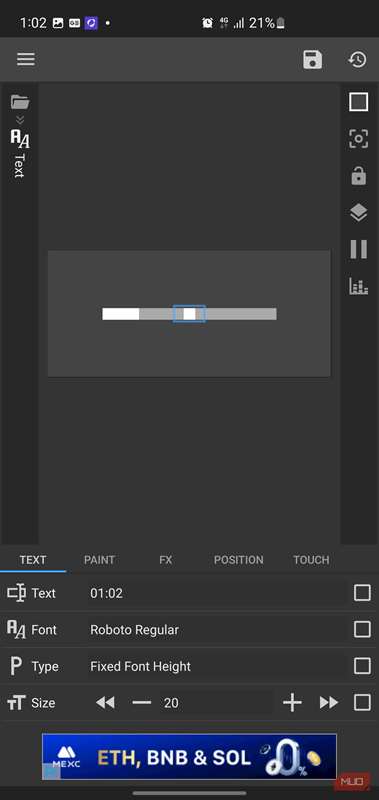 رابط ویرایشگر KWGT که برگه ویژگی‌های \
