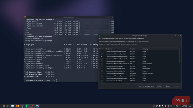 به‌روزرسانی و مدیر کرنل CachyOS