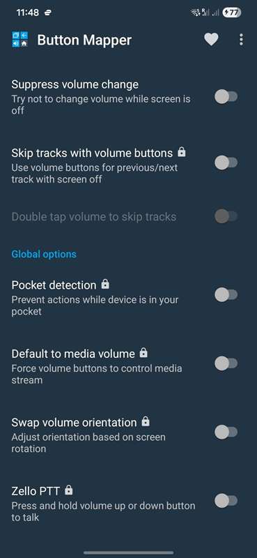 صفحه ۲ برنامه Button Mapper