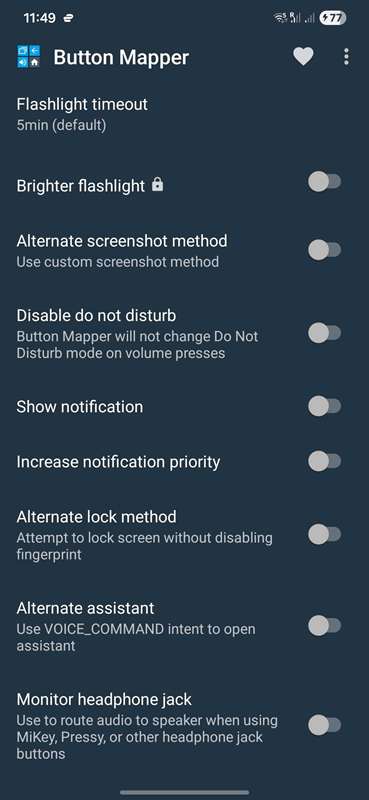 صفحه ۴ برنامه Button Mapper
