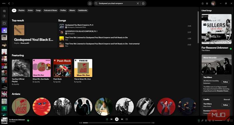در جستجوی یک گروه که در Spotify موجود نیست