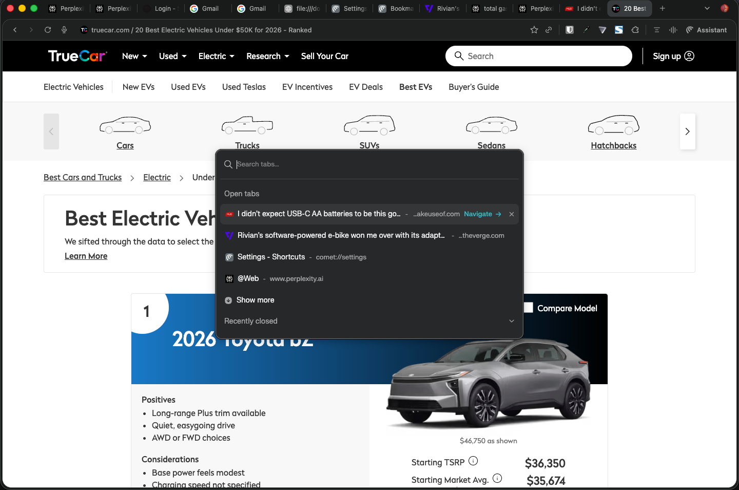 جستجو در میان برگههای باز در Comet