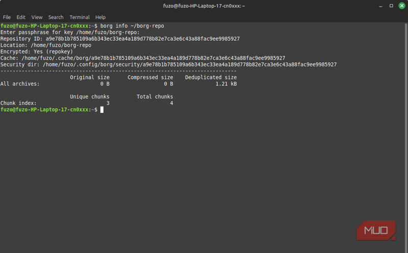 نمایش اطلاعات مخزن شامل رمزنگاری