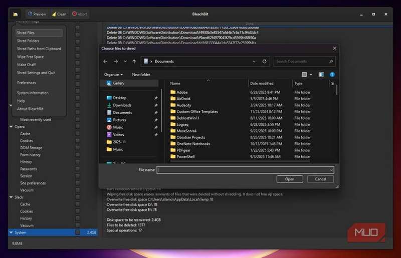 تخریب فایل‌ها با BleachBit
