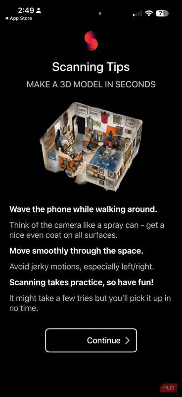 یک اسکرین‌شات از برنامه SiteScape برای iPhone.