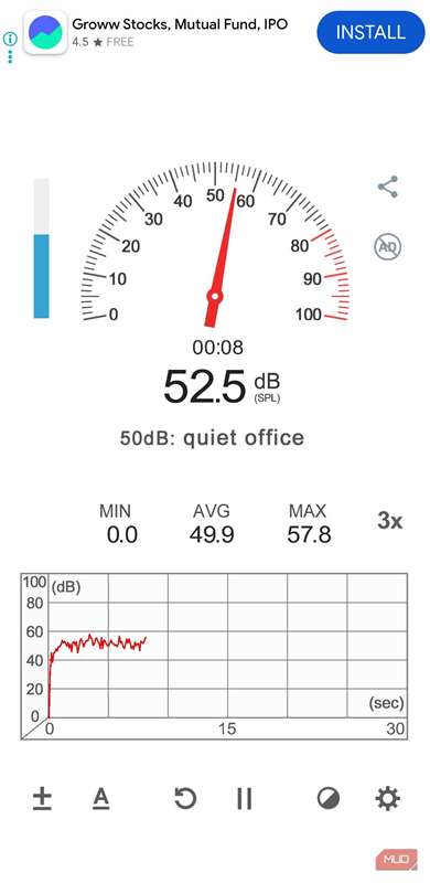صفحه اصلی برنامه‌ی متر صدا