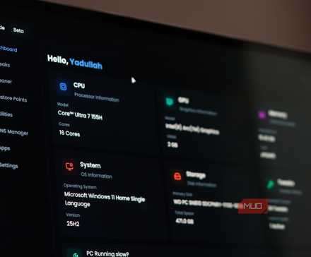 داشبورد اصلی Sparkle در حال اجرا بر روی ویندوز ۱۱