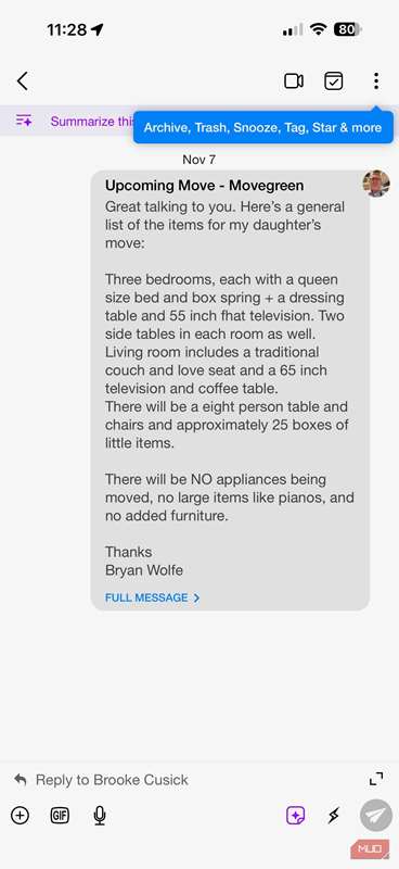 اسکرین‌شات برنامه Spike Mail روی آیفون.