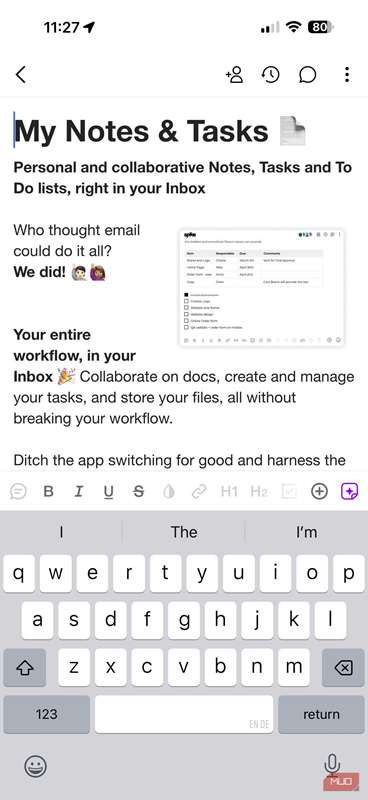 اسکرین‌شات برنامه Spike Mail روی آیفون.