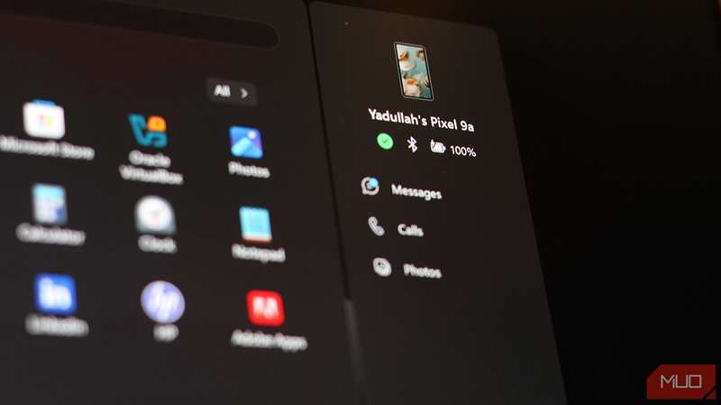 نمای نزدیک پنل لینک‌فون منوی استارت