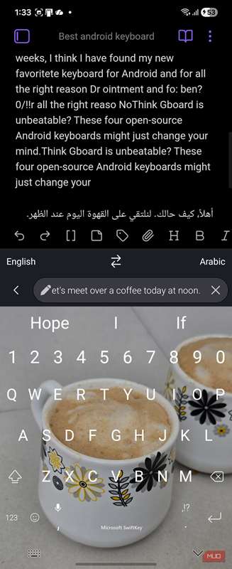 ویژگی ترجمه کیبورد SwiftKey (۲)