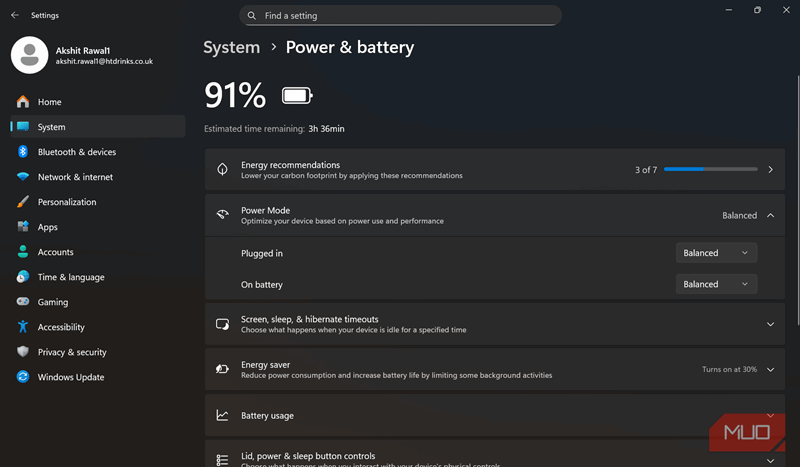 تغییر به حالت توان متعادل
