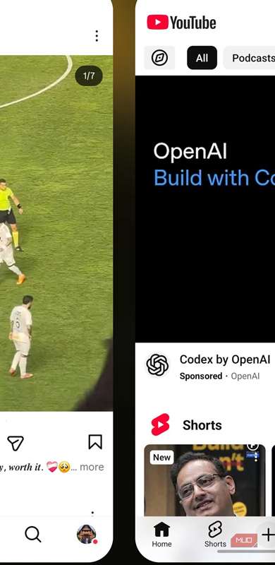 ژست جابجایی برنامه‌ها در اندروید