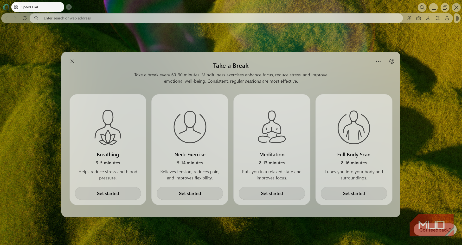 منوی استراحت در Opera Air.