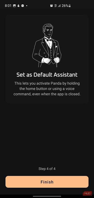 صفحهٔ نهایی تنظیمات در برنامه پاندا.