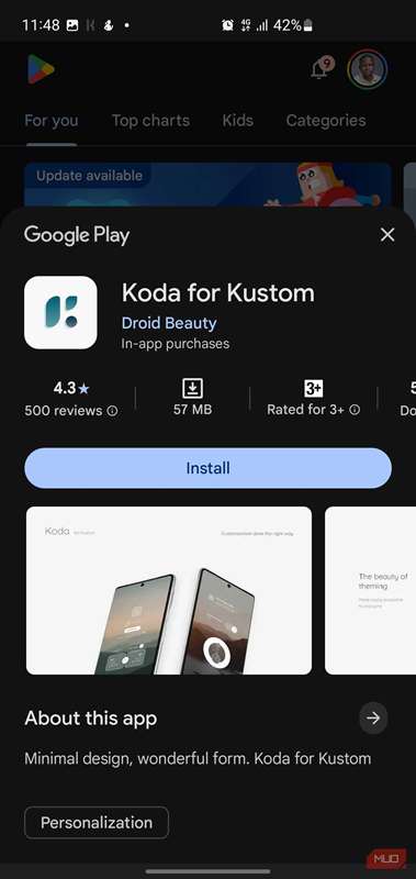 صفحه دانلود Google Play Store برای Koda for Kustom.
