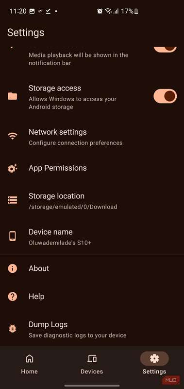 صفحه تنظیمات در برنامه سِفیره.